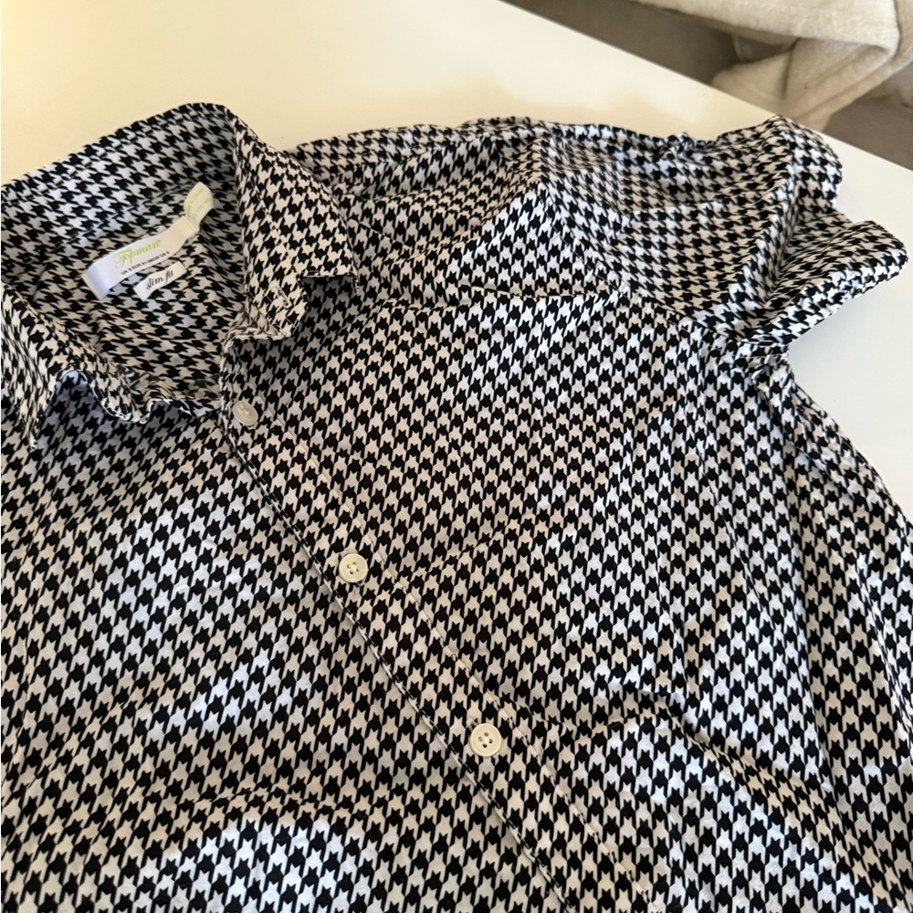 Black and White Houndstooth Collar Shirt - Picture 4 of 11